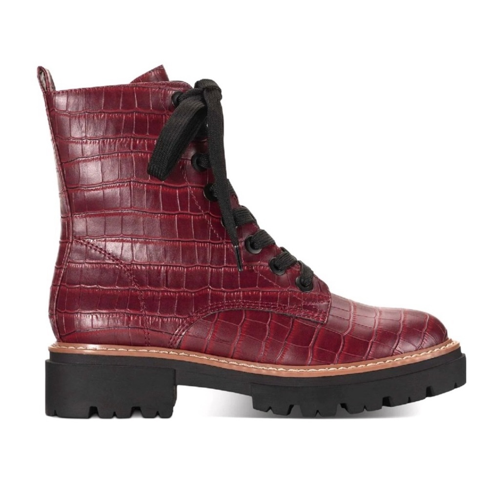Sun + Stone Combat Boots Tiiaa Faux Leather Platform Lace-up Boot Oxblood Size 8